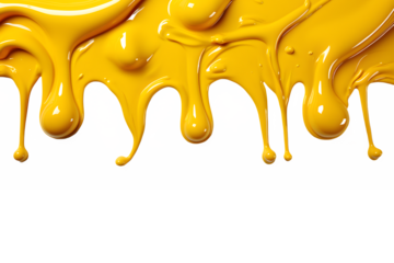 yellow paint melting down isolated on transparent background ,generative ai