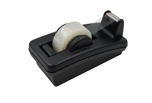 Adhestive tape with black cut dispenser which is office stationery or equipment in png format
