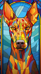 Stained glass art created from AI, a loyal pet. Smart and elegant