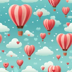Washable wall murals Air balloon Hot Air Balloon Ride Seamless Patterns