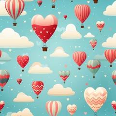 Crédence de cuisine en verre imprimé Montgolfière Hot Air Balloon Ride Seamless Patterns