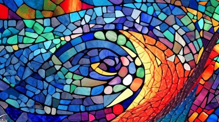 Stained glass window background with colorful Flower abstract.
