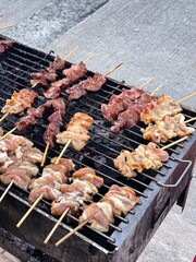 Thailand traditional food, Thailand street food, pork are grill with sweet sauce.