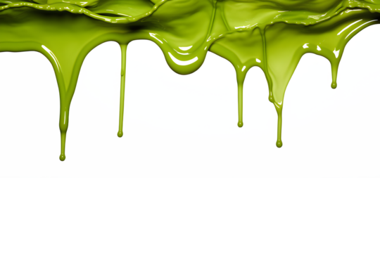 green paint melting down isolated on transparent background ,generative ai