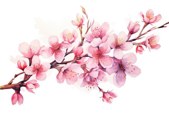 Watercolor spring seasonal cherry blossom flower and sakura flower  Ai generated