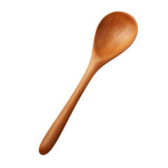 Natural wooden spoon isolated on transparent background.