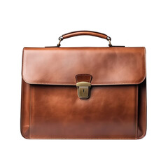Brown office Leather bag on a white background.