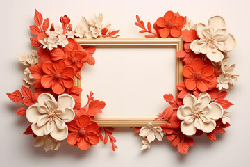 Naklejka na ściany i meble picture frame surrounded by flowers