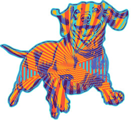 Colorful vector Dachshund dog with a playful expression