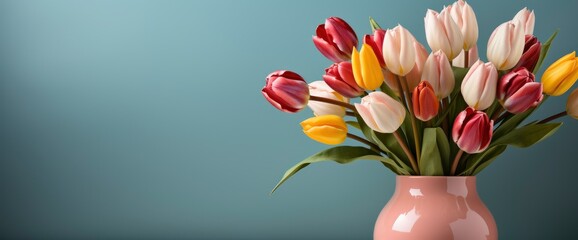 Vase Tulips Greeting Card Womens Day, HD, Background Wallpaper, Desktop Wallpaper