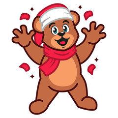 a teddy bear wearing a santa hat and scarf 