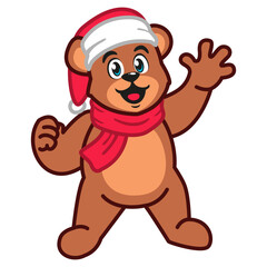 a teddy bear wearing a santa hat and scarf 