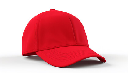 Vibrant red baseball cap mockup on a white background, ideal for branding
