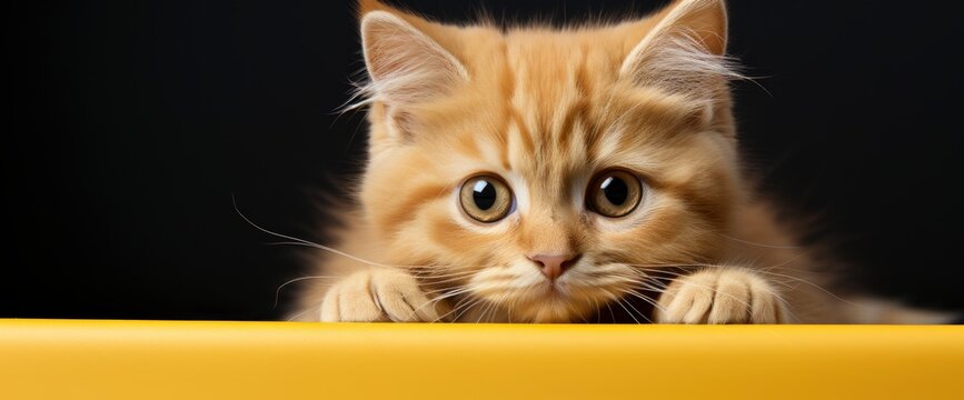 Yellow Gold Kitten Laying Next Yorkshire, HD, Background Wallpaper, Desktop Wallpaper