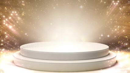 colorful glittering sparkling animated empty display podium for luxury product presentation, 4k endless loop