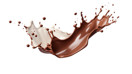 Milk and chocolate splashing isolated on transparent background, PNG File