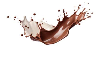 Fototapeten Milk and chocolate splashing isolated on transparent background, PNG File © ND STOCK