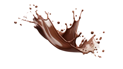Zelfklevend Fotobehang Milk and chocolate splashing isolated on transparent background, PNG File © ND STOCK