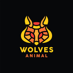 Wolf Fox Logo Vector Design illustration Emblem