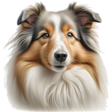 Color pencil sketch of a Shetland Sheepdog. 