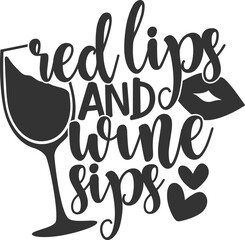 Red Lips And Wine Sips - Wine Illustration