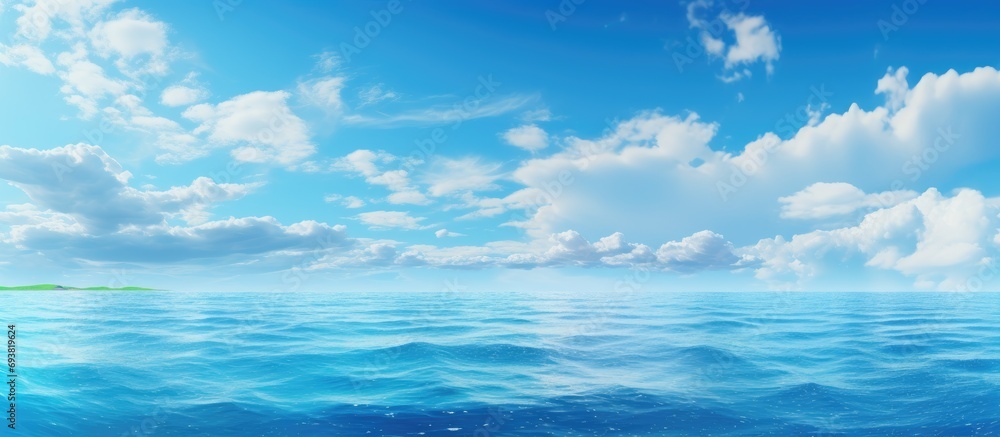 Poster ideal oceanic sky and water.