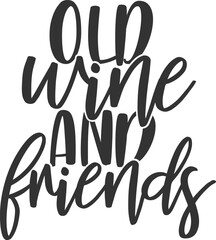 Old Wine And Friends - Wine Illustration