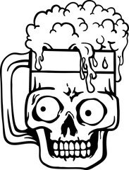 skull with beer