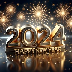 

luxury happy new year 2024 3d text effect photo 