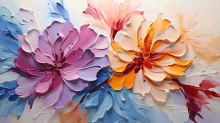 Beautiful multicolored flowers made of paper on a white background..