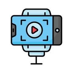 Video blog recording on mobile phone, icon of vlogging in trendy style