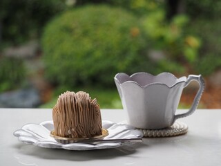 ティータイム　モンブランと紅茶