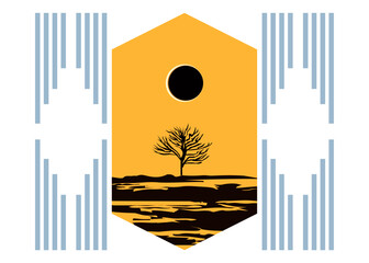 Eclipse and desert Abstract Vector Background