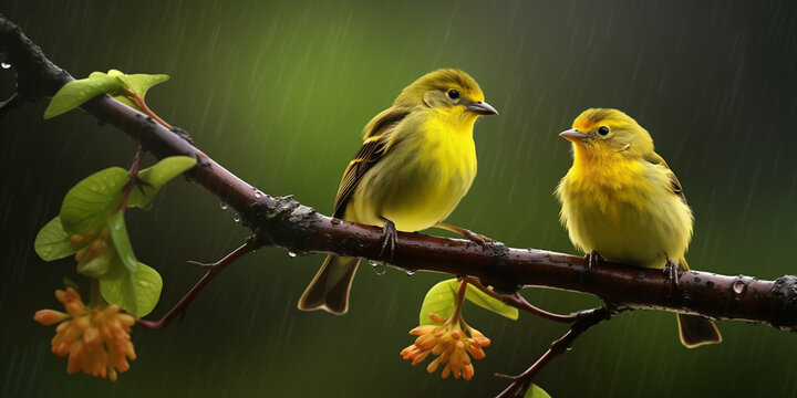 Share information about wildlife behaviors during the rainy season, such as bird watching or observing changes in animal activity. 