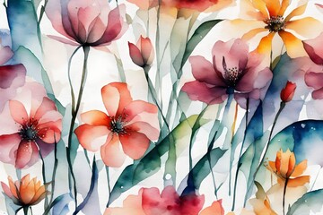 Abstract flower watercolor painting