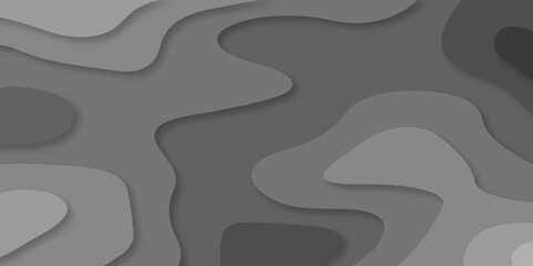 Black and gray wave Seamless abstract black papercut background 3d realistic design use for ads banner and advertising print design vector. 3d topography relief. Vector topographic illustration.