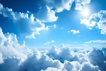 Naklejka na ściany i meble White clouds in a blue sky. Sky background naturely HD glow
