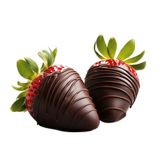 Chocolate. Covered Strawberries Decadent and Sweet. Isolated on a Transparent Background. Cutout PNG. - obrazy, fototapety, plakaty