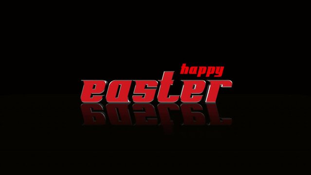 A simple yet festive image featuring red text on a black background, delivering a warm Happy Easter message, perfect for the holiday celebrations