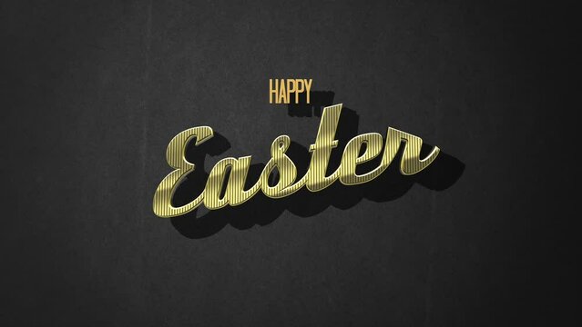 A golden Happy Easter text on a black background, serving as a festive and warm greeting for the Easter holiday