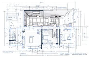 Interior design, home project and house architecture plan