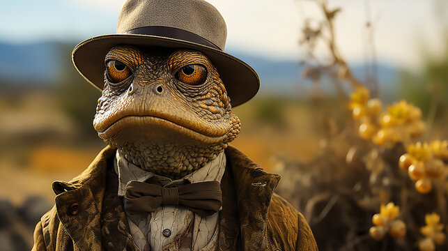 Heisenberg from breaking bad but he has turned into a frog. He wears the glasses and hat but is a frog 