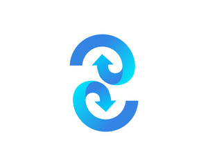 Modern arrow sign with letter s combination for business