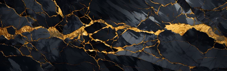Foto op Canvas the black and gold volcanic rocks texture   © Lin_Studio