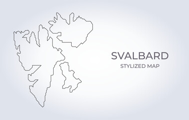Map of Svalbard in a stylized minimalist style. Simple illustration of the country map.
