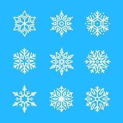 Fototapeta na wymiar Christmas snowflake vector illustration set. Simple and minimalistic snowflake designs