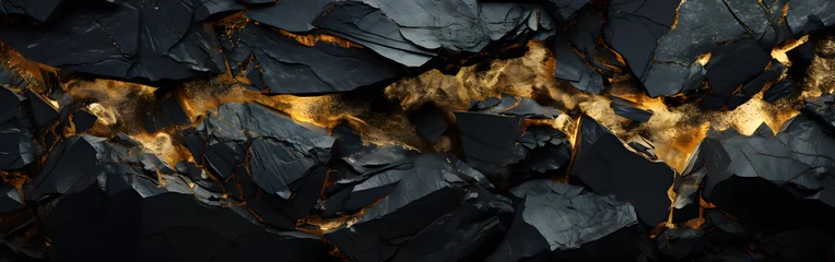 Foto auf Acrylglas Brennholz Textur the black and gold volcanic rocks texture  