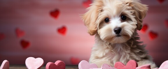 St Valentines Day Concept Funny Puppy, HD, Background Wallpaper, Desktop Wallpaper - obrazy, fototapety, plakaty