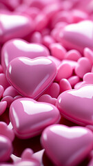 Fototapeta premium Pink hearts on a pink background photo-realistic