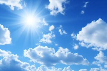 Naklejka na ściany i meble a blue sky with clouds and the sun